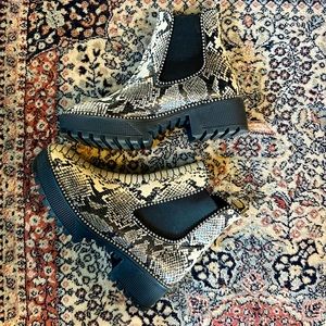 Cape Robbin studded snakeskin Chelsea boots